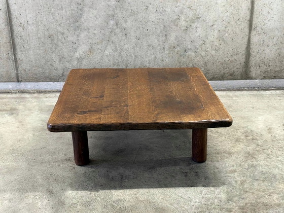 Image 1 of XL Brutalistischer Wabi-Sabi Couchtisch aus massiver Eiche