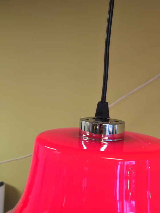 Image 1 of Glass Vintage Opaline Glass Pendant Lamp Ceiling Lamp Red