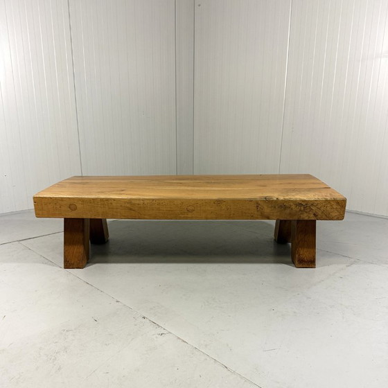 Image 1 of Brutalist robust hardwood coffee table 1960s