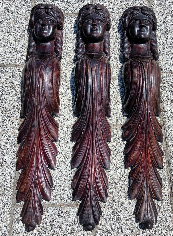 Image 1 of Cariatide scolpita in legno antico 3: Donna