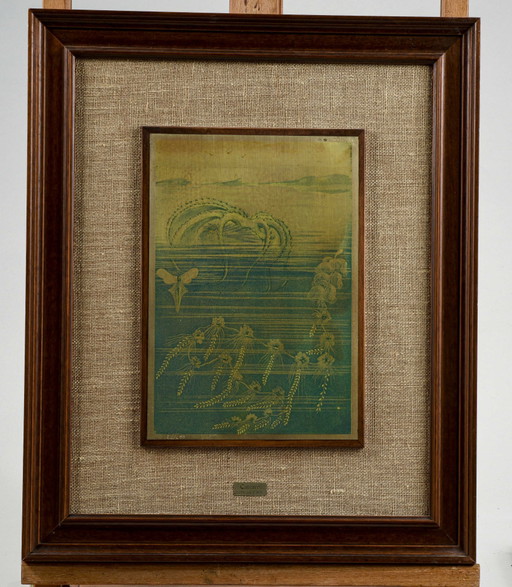 Tableau gravé sur plaque d'argent par l'artiste Catraro, 1970