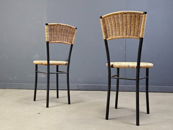 Image 1 of Vintage wicker dining chairs, 1980s - set of 4