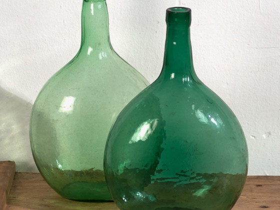 Damigiane verdi antiche (c.1920). Set di 2 pezzi #48 – Oggetti decorativi, Glass (photo 2 of 18)
