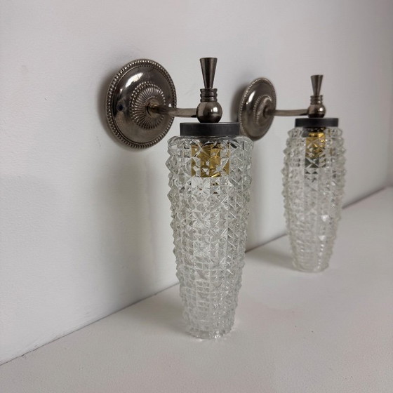 Image 1 of COPPIA DI APPLIQUE VINTAGE "DIAMOND POINT"