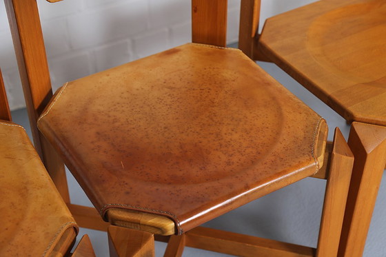 Image 1 of 4 sedie da pranzo vintage Wasa in legno di faggio e pelle