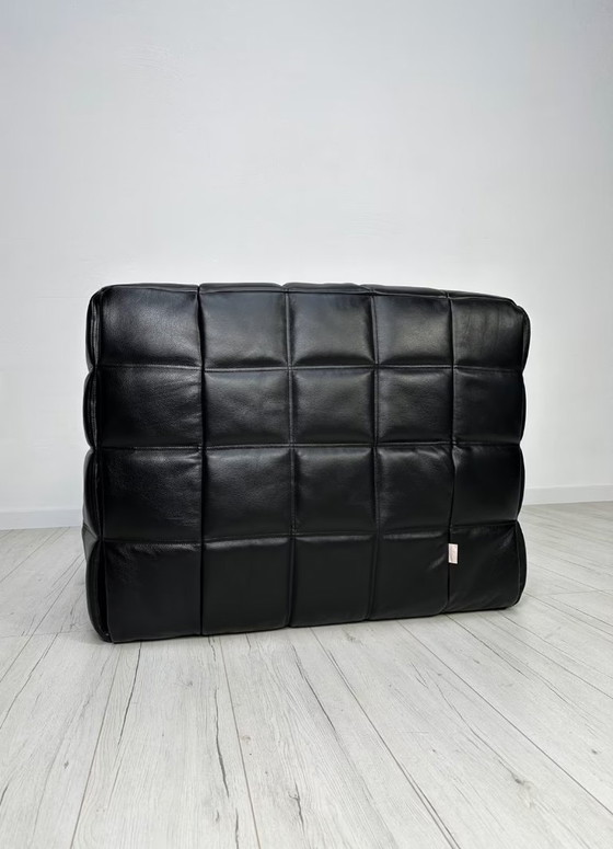 Image 1 of Vintage Leather ‘Kashima’ 1-Seater + Ottoman by Michel Ducaroy for Ligne Roset 80s