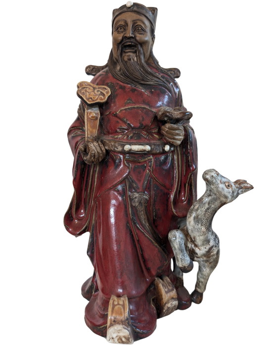 Set di Figure in Ceramica Cinese Qualità Museo – Fu Lu Shou – Jingdezhen c. 1900–1940 – Sculture (photo 6 of 10)