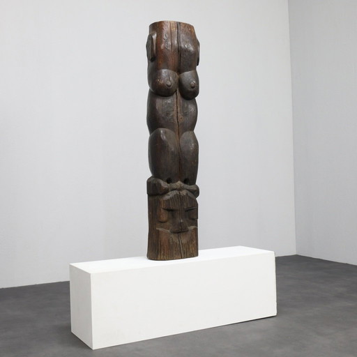 Sculpture totem en bois - Mario Orsogna, Italie, 1977