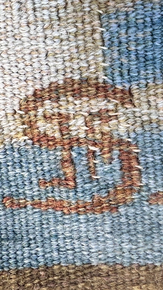 Image 1 of Monumental Art Deco Tapestry - Seagulls at Dukdalf - ca. 1930 - Handcrafted with Monogram.