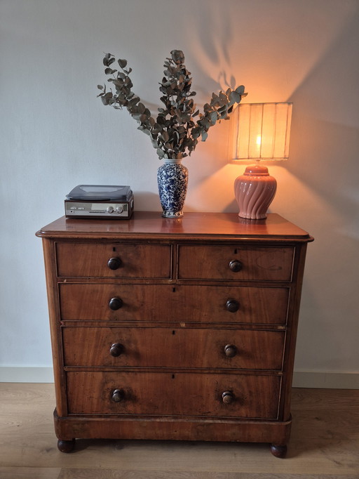 Mahonie ladekast uit Engeland,19de eeuw (vintage/antiek)