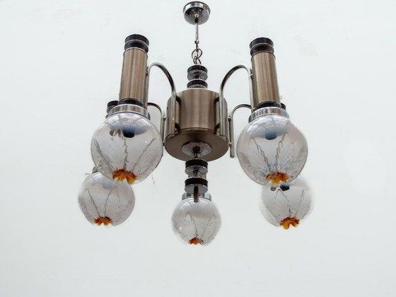 Image 1 of Lustre Mazzega en verre de Murano et chrome, Italie, vers 1970