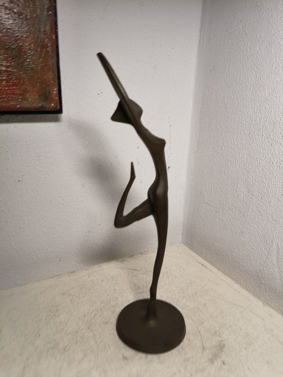 Vintage Modernist Brass Sculpture Ballerina – Unique Patina – 1980s (photo 4 of 8)