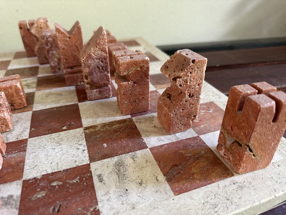 Design Chess Set in two-tone Travertine, Angelo Mangiarotti, Decorative Objects, Beige, Modern (photo 7 of 15)