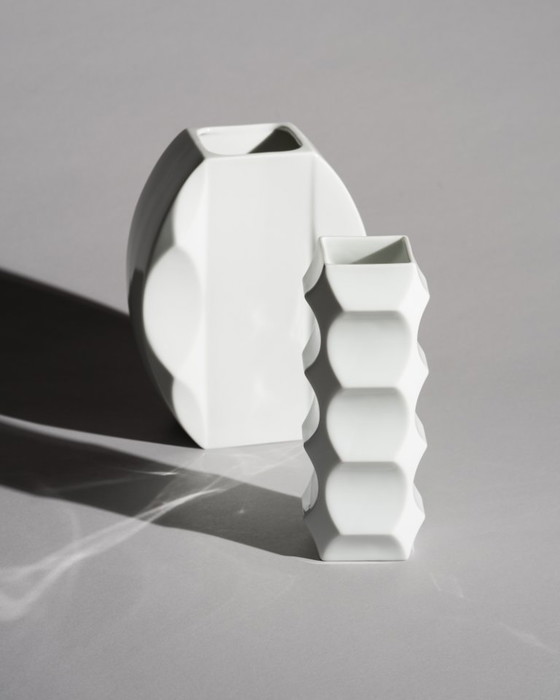 Image 1 of Heinrich Fuchs “ARCHAIS” Porcelain Vase Duo for Hutschenreuther, Germany 60s-70s