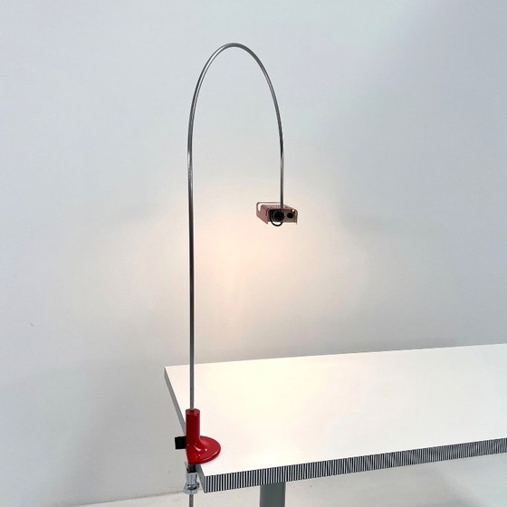 Image 1 of Rote Spinnen-Schreibtischlampe von Joe Colombo für Oluce, 1970er Jahre