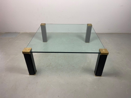 Hollywood Regency Mid-century Design Peter Ghyczy Glass & Brass Coffee Table. The Netherlands, 1970s. Ref.: CT1008