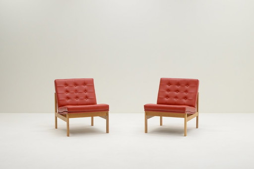Set of 2 Moduline chairs by Ole Gjerløv Knudsen and Torben Lind for Cado, 1960s Denmark. 