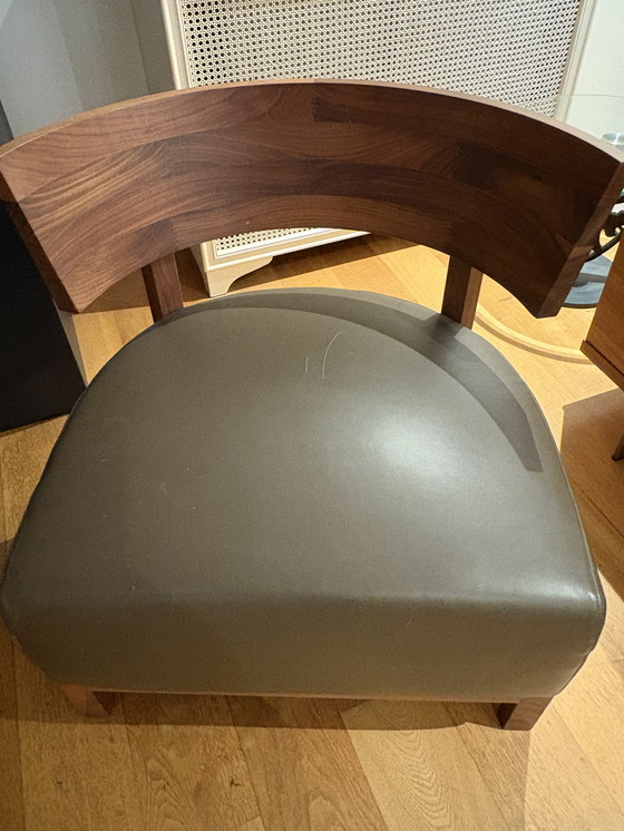 Image 1 of „Flexform-Lage-Loungehocker – Leer & Hout – Made in Italy-Design“