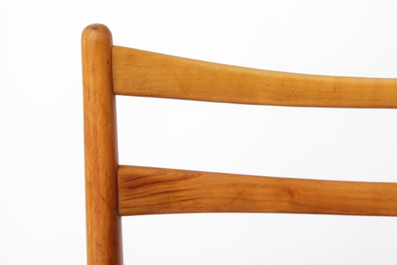 Image 1 of Vintage Lübke Dining Chair, Germany 1970s, Beech Wood Chair, Blue Upholstered Seat, Mid Century Modern Chair