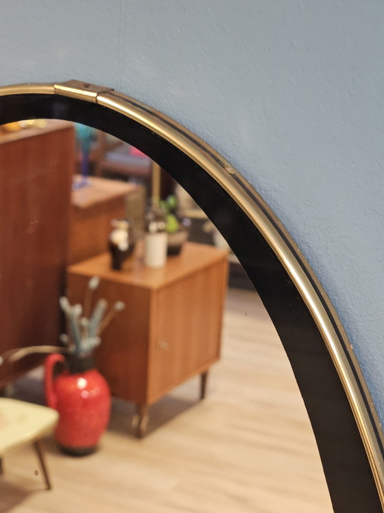 Image 1 of Vintage 1960s Mirror Wall Mirror Black Brass