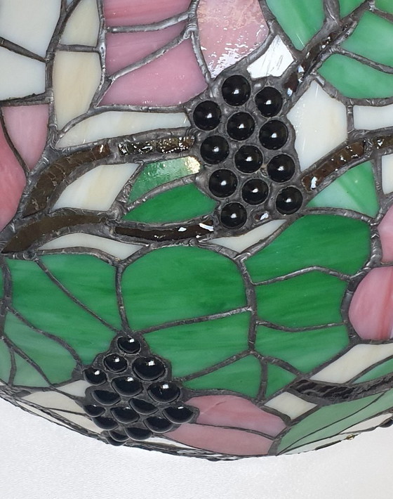 Image 1 of Large (40cm) Tiffany / stained glass grape pendant lamp