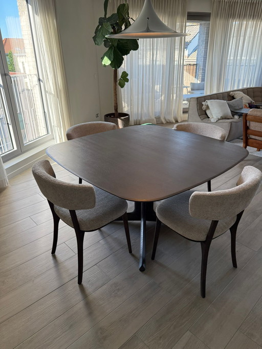 4 Dining Chairs in Brown Oak for Sale