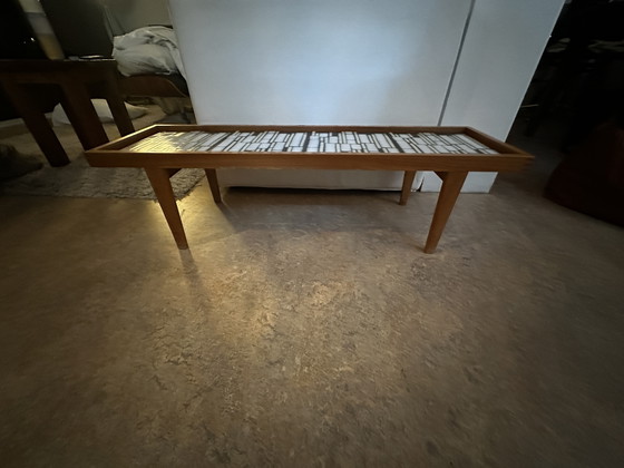 Unique Vintage Mid-Century Coffee Table, Presumably 1960s/70s – Wood, Ceramic (photo 2 of 5)