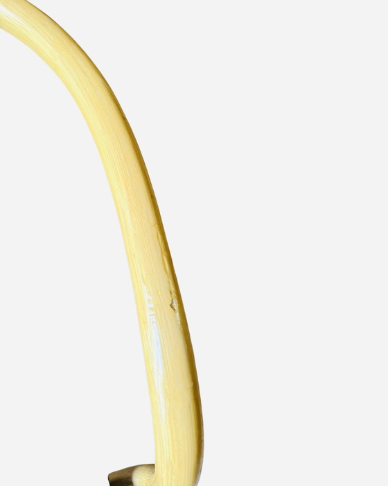 Image 1 of 4x Silla Mandarin de Ettore Sottsass para Knoll, 1986 - Tela azul, reposabrazos con aspecto de bambú