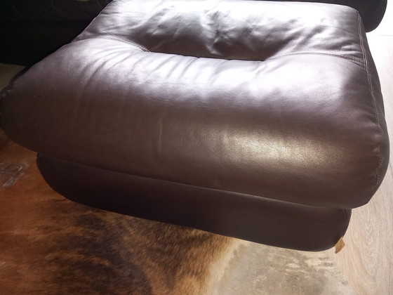 Image 1 of Set di divani vintage in pelle marrone scuro Roset France