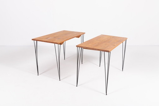 Par de mesas de diseño arquitectónico escandinavo vintage
