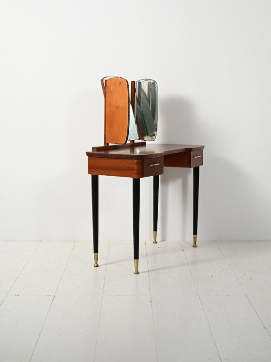 Image 1 of Scandinavian dressing table with triple mirror, 1950s–60s