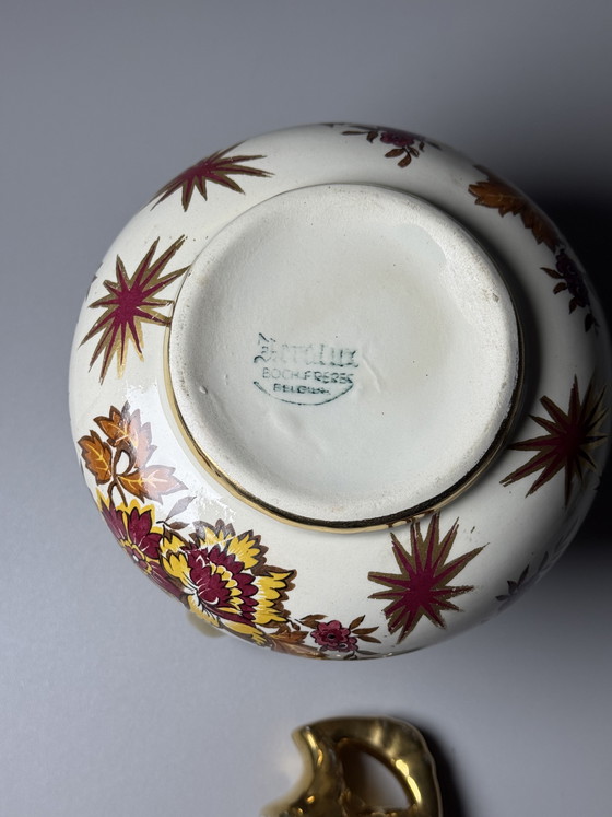 Image 1 of Decantador Boch Frères La Louvière Keralux de loza de Raymond Chevalier, belga Art Déco, años 30