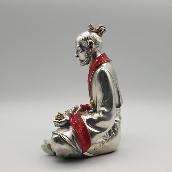 Image 1 of Vintage Arnaldo Giannelli 925 Zilveren Samurai Sculptuur (1984) – Italiaans Design