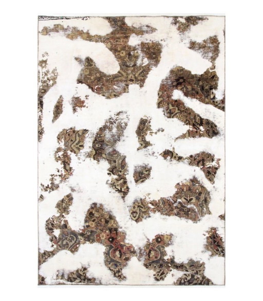 Alfombra Oriental Anudada a Mano Vintage Art Clásico y Diseño en Relieve 284 x 196 cm Color Marrón