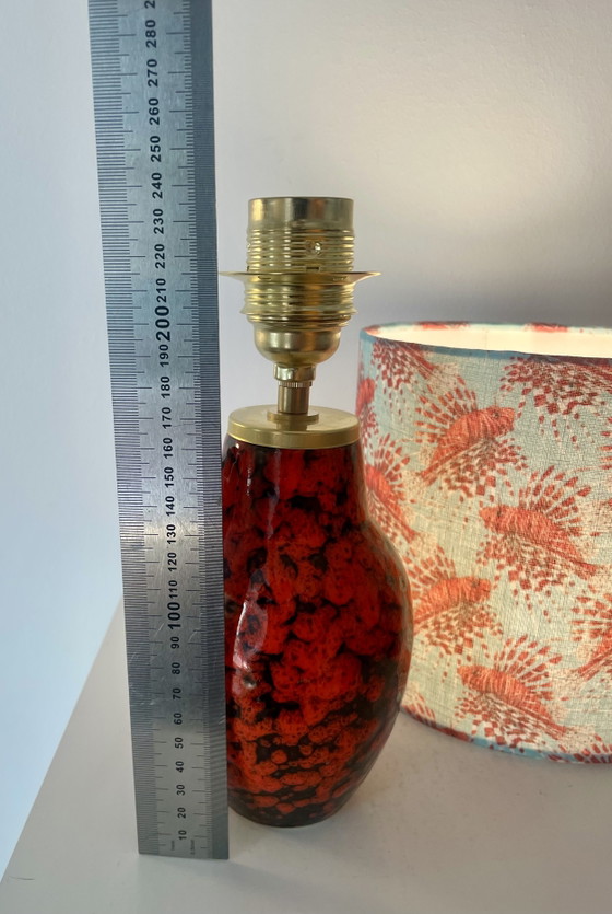 Image 1 of Small cordless table lamp made from Scheurich vase with dragonfish shade