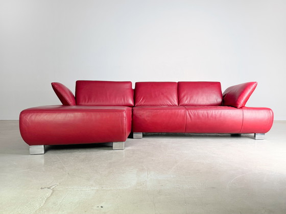 Image 1 of Original Koinor Volare Sofa Design Couch Leather Red Corner Sofa