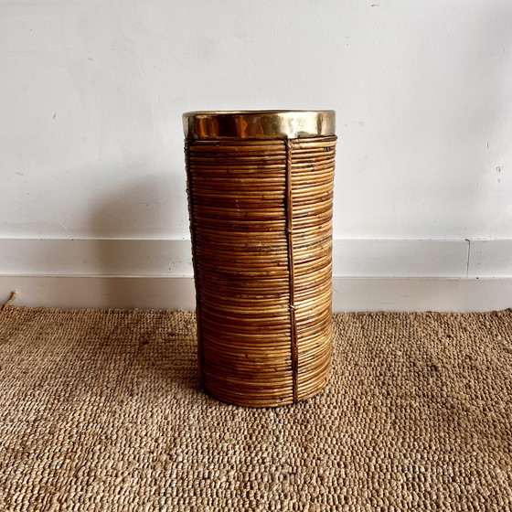 Image 1 of Rotan messing Portaombrelli cestino Vaso Gabriella Crespi Style