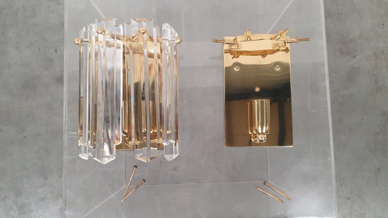 Kalmar Crystal Vintage Brass Gold Plated Lamps 70s – Wall lights (photo 3 of 8)