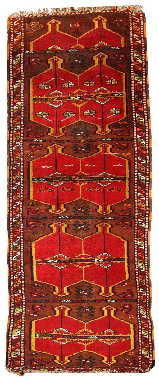 Handgemaakt antiek Turks Yastik-tapijt, verzamelobject, 76 cm x 190 cm, jaren 1920 -1C283
