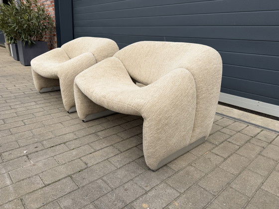 Image 1 of 2x Artifort Groovy F598 di Pierre Paulin. In condizioni 10/10! Tessuto Pierre Frey: Chenille Igor (Sabbia)