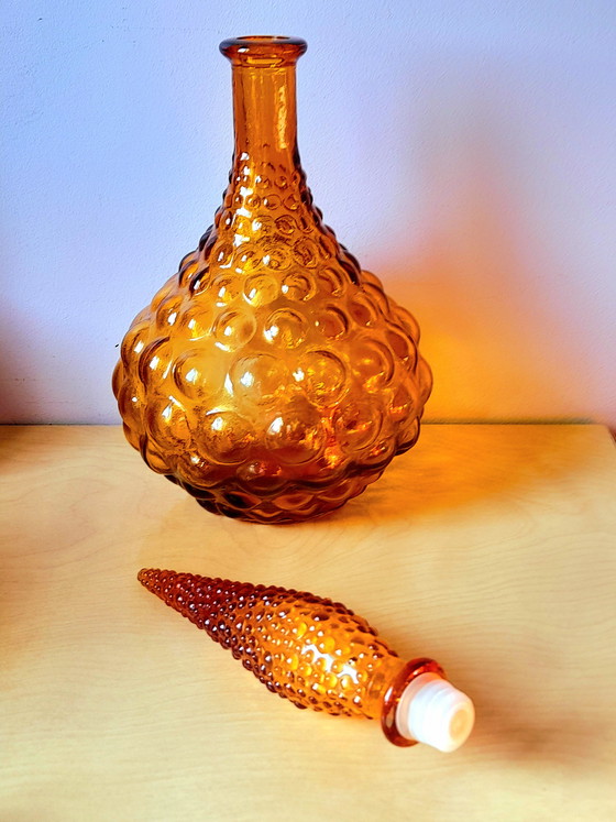 Image 1 of Italiaanse karaf van amberkleurig glas, Empoli, 1970
