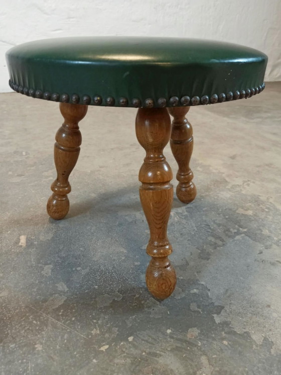 Vintage tripod vinyl stool – Skai, Wood (photo 6 of 13)