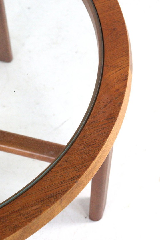 Image 1 of G-Plan round coffee table teak with glass vintage