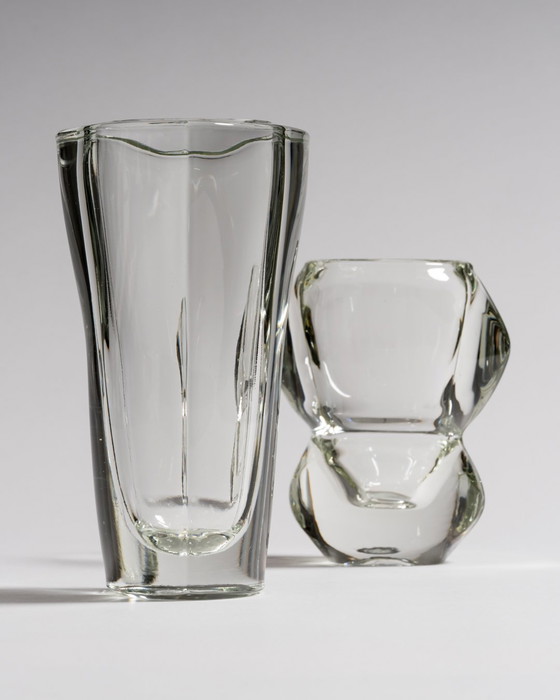 Image 1 of Paire de vases sculpturaux en verre tchèque par František Vízner pour Sklo Union, 1962