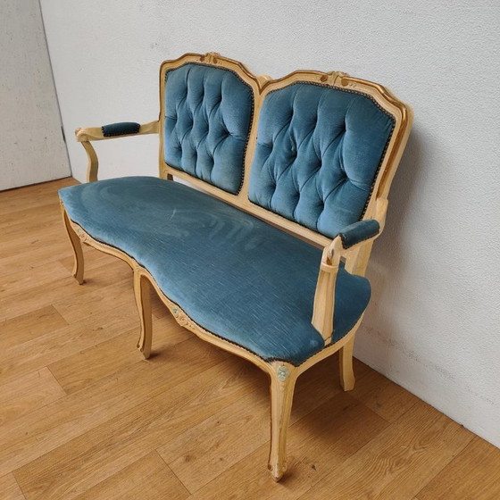 Banc Vintage Brocante Rococo Queen Ann pour Hall et Boudoir – Textile (photo 6 of 20)