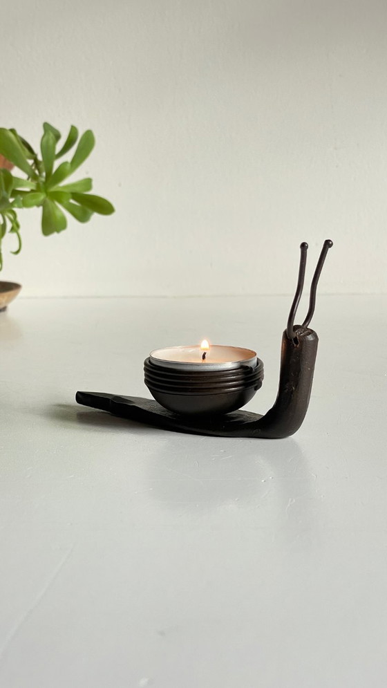 Image 1 of Brutalist Vintage SNAIL Shape Candle Holder