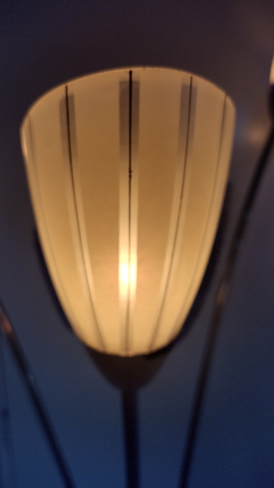 Image 1 of Retro vloerlamp met 3 glazen schelpkappen
