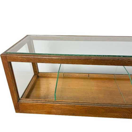 Vintage vitrinekast van hout en glas, Vitrinekasten, Bruin (foto 11 van 12)