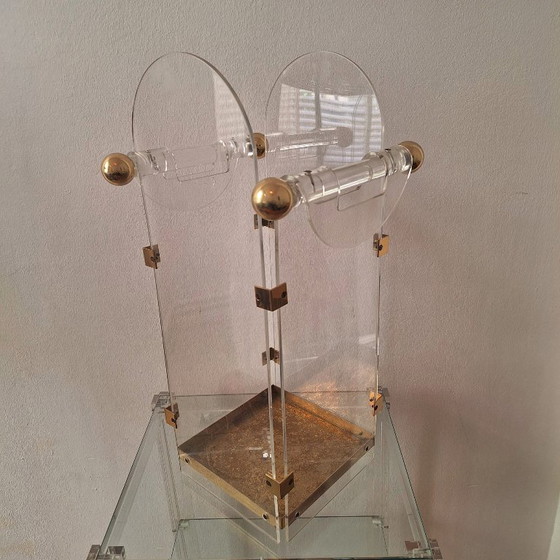 Image 1 of Porte-parapluie Fontana Arte des années 1970 en lucite/acrylique et laiton