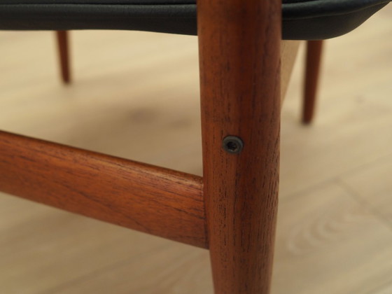 Fauteuil lounge de Grete Jalk, cadre en teck massif, revêtement en cuir noir, Danemark, années 1970 – Bois (photo 12 of 15)